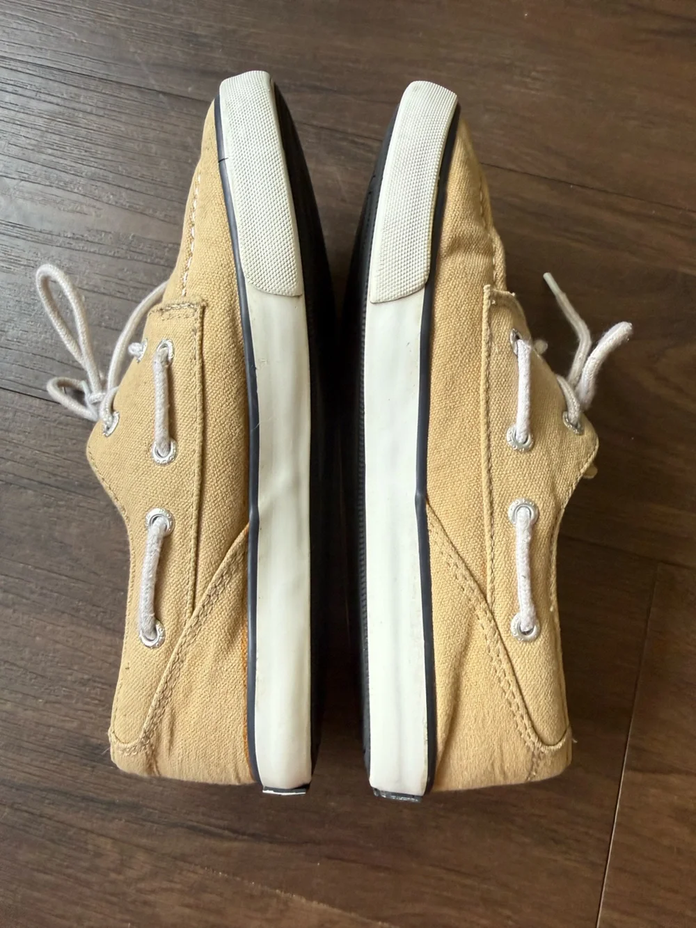 Polo Ralph Lauren Beige Khaki Canvas Boat Shoes Loafers Navy Pony Logo Size 3Y